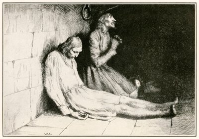 Christian und Hopeful im Kerker aus The Pilgrims Progress From This World, To That Which Is To Come von John Bunyan (1628-1688) Illustration von William Strang (1859-1921) von William Strang